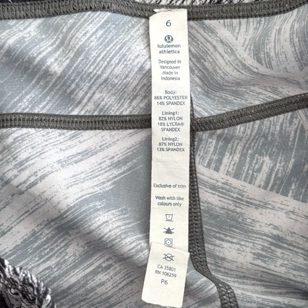 LULULEMON Jet Crop Full-On Luon Heat Wave White Black Size 6